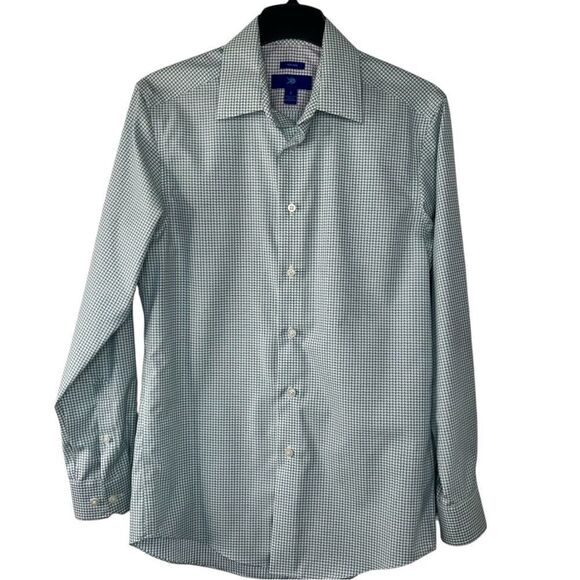 Sz S Egara Checkered Shirt with Blue and Green Pattern $50 MSRP NWOT - Picture 3 of 11